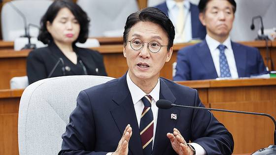 주진우 의원 질의에 답변하는 김민석 후보자. 연합뉴스