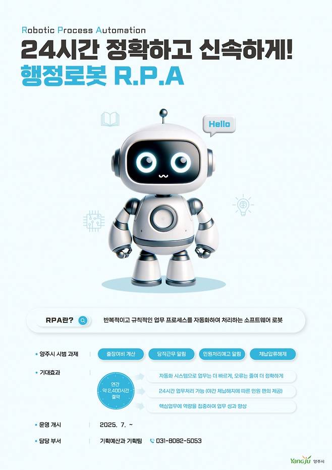 '행정업무자동화(RPA: Robotic Process Automation) 시스템' 포스터. /사진제공=양주시
