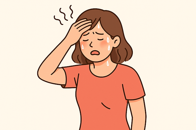 땀 흘리는 여성