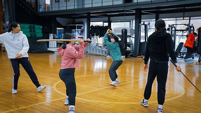 Students at Seoul Action School practicing a sword scene (Courtesy of Fronk)