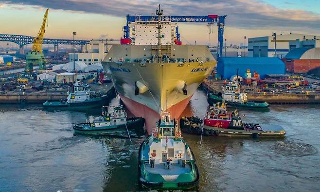 지난해 한화오션이 인수한 미국 필리조선소 전경. 한화오션 제공