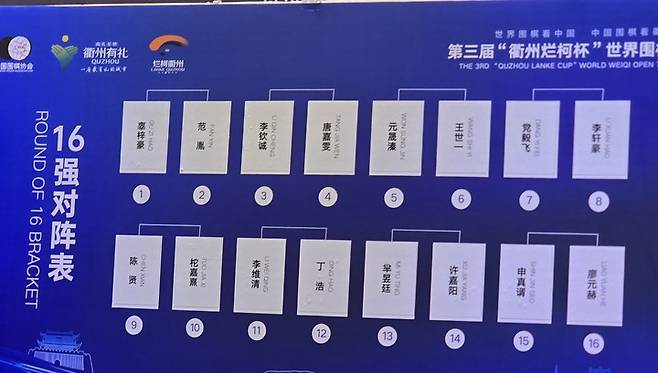 란커배 본선 16강 대진표(사진 한국기원 제공)