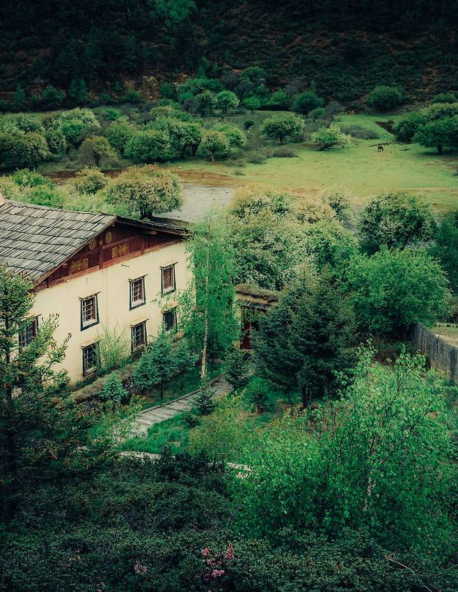 로비에서 바라본 반얀트리 링하. 티베트 사람들의 삶을 잠시나마 누려 볼 수 있다
