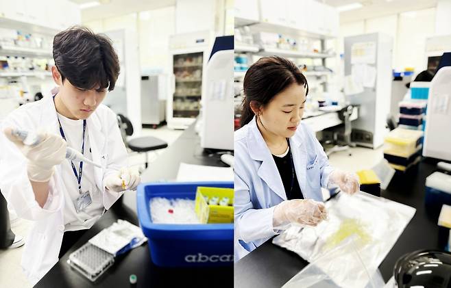 호남대 반려동물산업학과 원현성, 박세아 학생이 DGIST 인턴십 프로그램에 참여하고 있다(호남대 제공). ⓒ 뉴스1