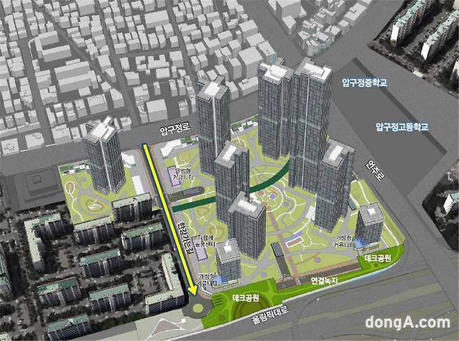 압구정4구역 입체조망데크 및 연결녹지 설계안