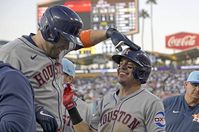 대승에 기뻐하는 휴스턴 애스트로스 선수들. Imagn Images연합뉴스