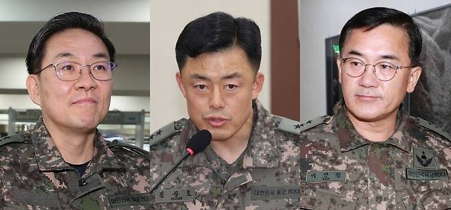 왼쪽부터 전 수도방위사령관 이진우, 전 정보사령관 문상호, 전 국군방첩사령관 여인형. 연합뉴스·공동취재사진