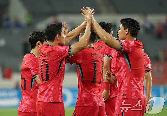 동아시안컵 1차전서 승리한 축구대표팀. /뉴스1 ⓒ News1 김영운 기자
