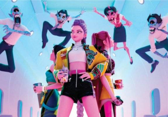 K팝 아티스트를 주인공 삼아 세계적 인기를 모으고 있는 넷플릭스 애니메이션 영화 ‘케이팝 데몬 헌터스’의 한 장면. 넷플릭스 제공