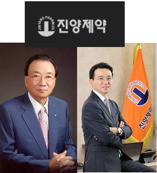 진양제약은 자기주식을 최대주주의 특수관계인에게 처분했다. 사진 왼쪽부터 최윤환 진양제약 회장과 장남인 최재준 대표이사.