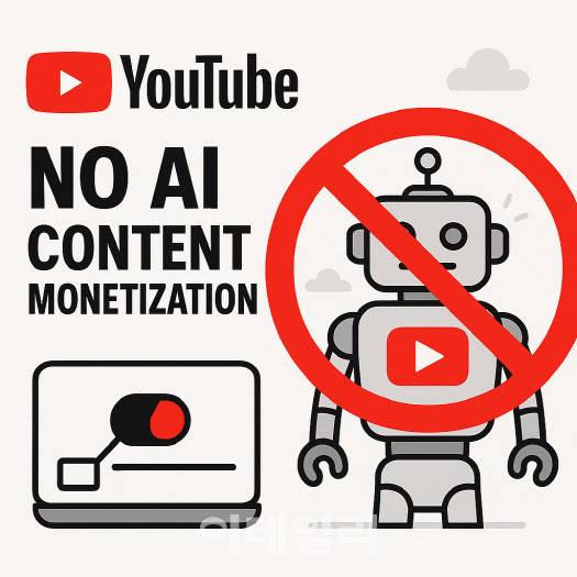 유튜브가 AI 생성 저품질 콘텐츠를 제한하는 일러스트레이트(사진=챗GPT 이미지 생성)