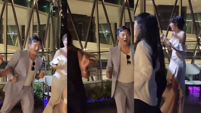 내향적 성격의 류승수가 지난 1일 최여진 결혼식 뒤풀이에서 줌바 댄스를 선보이고 있다. /사진=인스타그램 갈무리