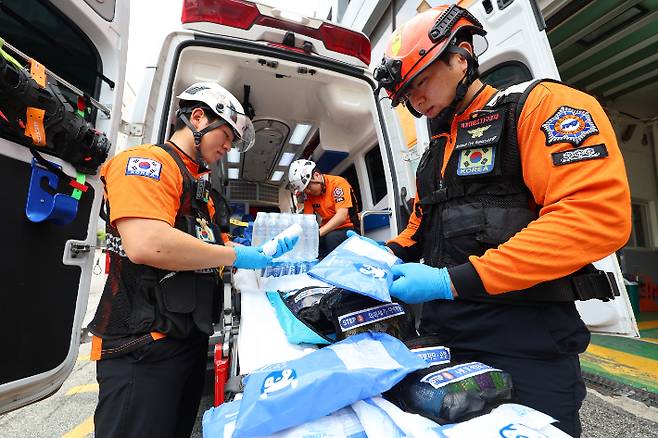 119구급대 온열질환자 발생 대비 점검. 연합뉴스