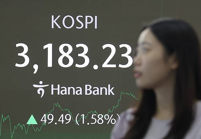 10일 오후 서울 중구 하나은행 딜링룸에서 딜러들이 업무를 보고 있다.(사진=연합뉴스)