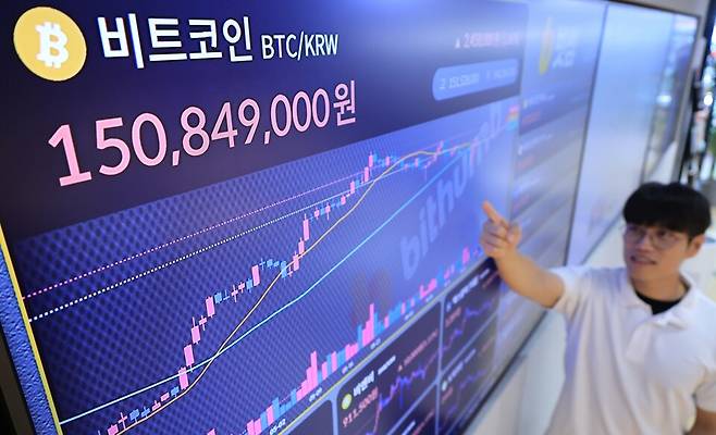 지난 10일 서울 강남구 빗썸에 비트코인 시세가 표시되고 있다. ⓒ연합뉴스