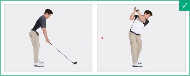 숨을 내쉬면 올바른 척추각과 자세를 잡기 쉽다. 추가로 배꼽 부분을 등쪽으로 당겨주면 등 허리 부분이 일자가 돼 회전 동작에 도움이 된다.