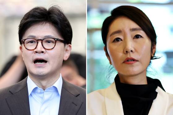 한동훈 전 국민의힘 대표(왼쪽), 강선우 여성가족부 장관 후보자. 〈사진=연합뉴스〉