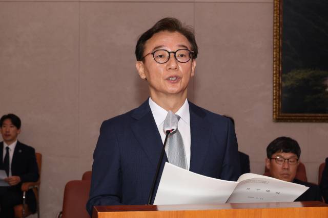 전재수 해양수산부 장관 후보자가 14일 서울 여의도 국회 농림축산식품해양수산위원회 전체회의에서 열린 인사청문회에서 발언하고 있다. 연합뉴스