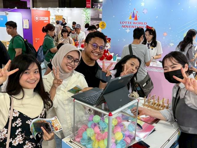 대만에서 열린 ‘2025 K-관광 로드쇼 in 가오슝’의 에이치아워 현장 부스. 부산관광공사 제공