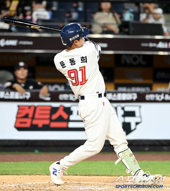 11일 대전 한화생명볼파크에서 열린 2025 KBO 퓨처스리그 올스타전, 7회초 2사 1루 남부올스타 롯데 박재엽이 타격을 하고 있다. 대전=허상욱 기자wook@sportschosun.com/2025.07.11/