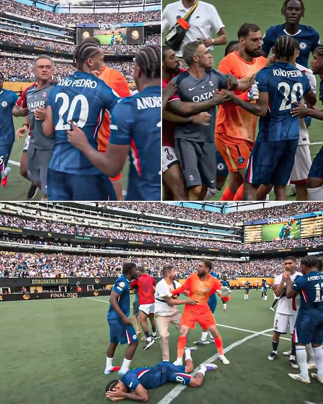 상대 선수를 가격한 엔리케 감독. ESPN