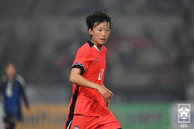 대한민국 여자국가대표팀 공격수 정다빈. /사진=대한축구협회 제공