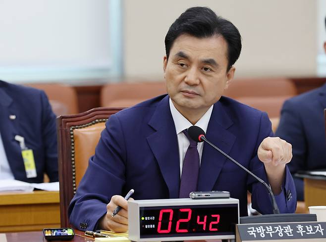 안규백 국방부 장관 후보자가 15일 서울 여의도 국회 국방위원회에서 열린 인사청문회에서 의원 질의에 답하고 있다. 2025.07.15 /남강호 기자