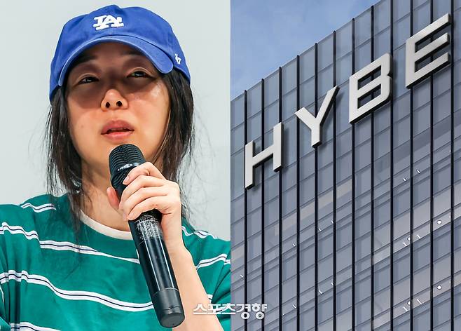 민희진 전 어도어 대표(왼쪽)가 하이브가 제기한 업무상 배임 건이 혐의 없음으로 불송치 됐다. 연합뉴스, 경향신문 DB