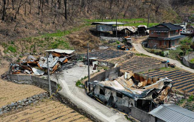 산불로 타버린 한실마을 풍경. 안동=남동균 인턴기자