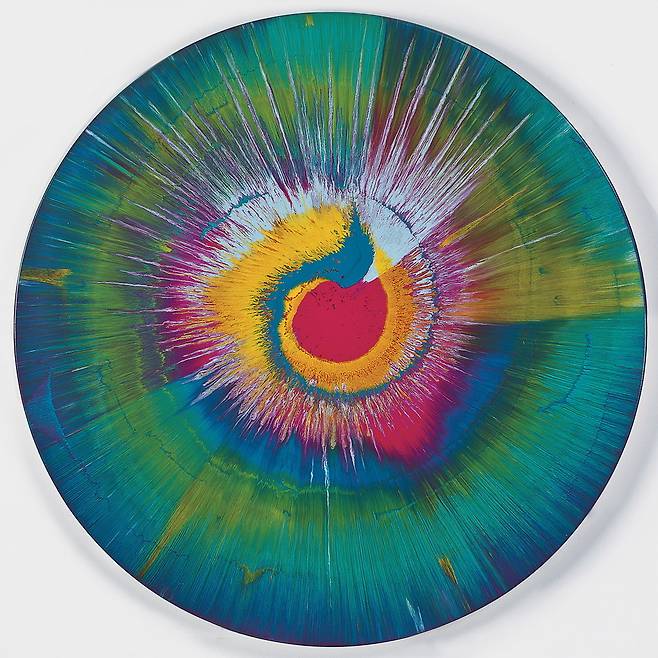 "Beautiful Retro Life in a Capsule Painting" by Damien Hirst (The L. Collection)