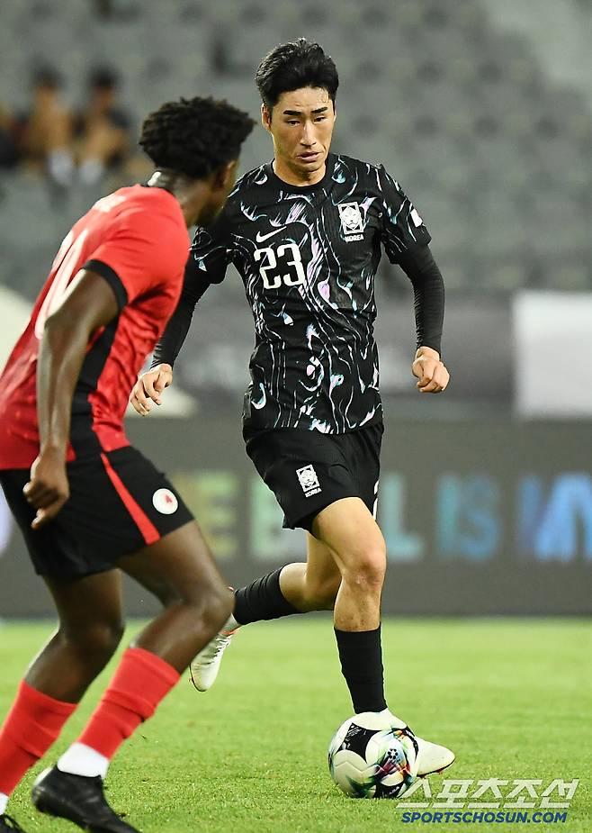11일 오후 경기도 용인미르스타디움에서 열린 E-1 챔피언십(동아시안컵) 한국과 홍콩의 경기. 서민우가 공격하고 있다. 용인=정재근 기자 cjg@sportschosun.com/2025.7.11/