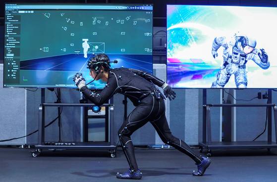 16일 네이버 직원의 움직임이 실시간으로 캡처되는 모션 스테이지 모습. 사진 네이버