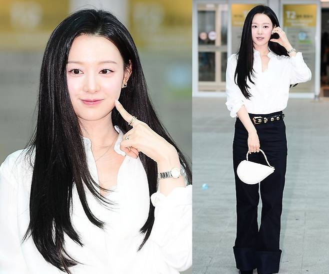 김지원이 청순미 가득한 공항패션으로 이목을 집중시켰다. 사진=김영구 기자