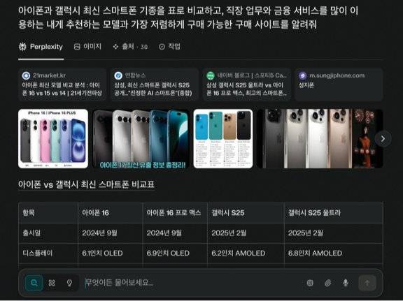 검색엔진 퍼플렉시티 검색 결과 창. 퍼플렉시티 홈페이지 캡처