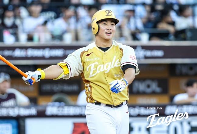 한화 문현빈이 2025 KBO 올스타전에서 커리어 처음으로 올스타로 선발돼 타석에 들어섰다. /사진=한화 이글스 제공