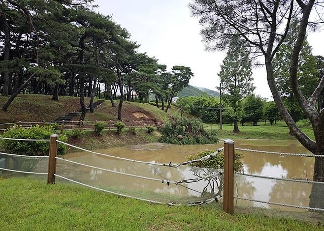 충남 예산 윤봉길 의사 유적 내 토사가 유출된 모습. 국가유산청 제공