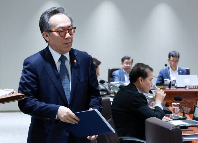 조태열 외교부 장관이 8일 용산 대통령실에서 열린 국무회의에 참석하고 있다. 연합뉴스