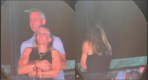 지난 16일 미국 매사추세츠주 보스턴에서 열린 콜드플레이 콘서트에서 같은 회사의 인사 책임자인 여성과 다정한 모습을 보이다가 ‘키스 캠’에 포착된 앤디 바이런 아스트로노머 최고경영자(CEO). 틱톡 @instaagraace 계정 캡처