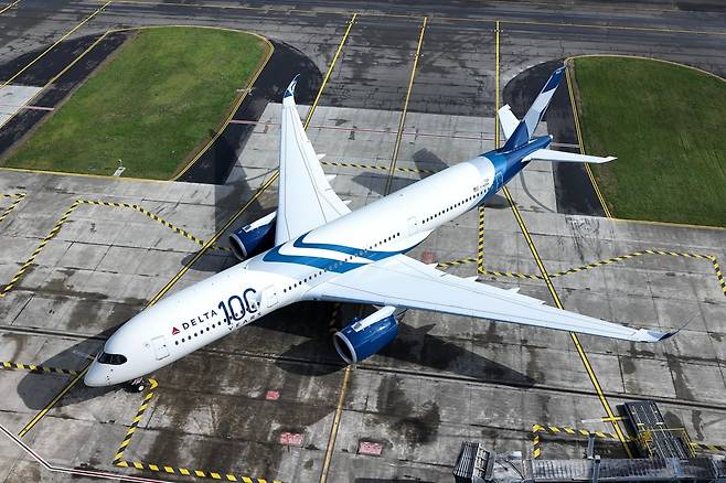 델타항공의 최첨단 에어버스 A350-900 항공기. 사진=델타항공