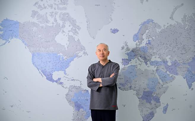 Jusung Engineering Chair Hwang Chul-joo poses during an interview with The Korea Herald held at the company's R&D center in Yongin, Gyeonggi Province, on July 15. (Lee Sang-sub/The Korea Herald)