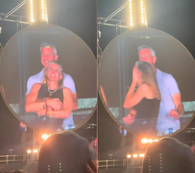 세계적인 밴드 콜드플레이 콘서트에서 진행된 관객 참여형 이벤트 ‘키스 타임’이 글로벌 ‘불륜 밈’ 유행을 촉발시켰다. ‘키스 타임’ 이벤트 도중 유력 IT 기업 CEO의 불륜 정황이 포착되면서다. 사진출처|틱톡 캡처