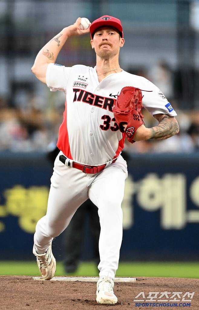 15일 광주KIA챔피언스필드에서 열린 롯데와 KIA의 경기, KIA 선발투수 올러가 역투하고 있다. 광주=허상욱 기자wook@sportschosun.com/2025.05.15/