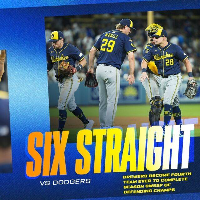 밀워키가 다저스에 6전 6승을 거뒀다./밀워키 SNS