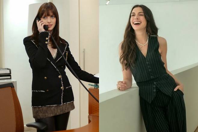 앤 해서웨이 / 사진='악마는 프라다를 입는다' 스틸컷(좌), 20세기 스튜디오 인스타그램(우)