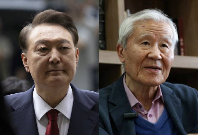 윤석열 전 대통령(왼쪽)과 조갑제 조갑제닷컴 대표. (사진=뉴스1/이데일리 DB)