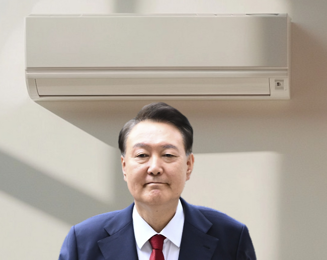 윤석열 전 대통령과 에어컨. 사진공동취재단, 게티이미지뱅크