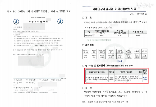 국방과학연구소의 자체연구개발사업 과제 선정(안) 보고 문서(2023.1.17.)
