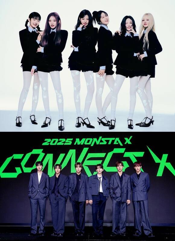 스타쉽은 걸그룹 아이브(위)가 맹활약하는 가운데 몬스타엑스가 오랜 '군백기' 끝에 완전체로 돌아오며 강력한 카드를 추가했다. /스타쉽엔터