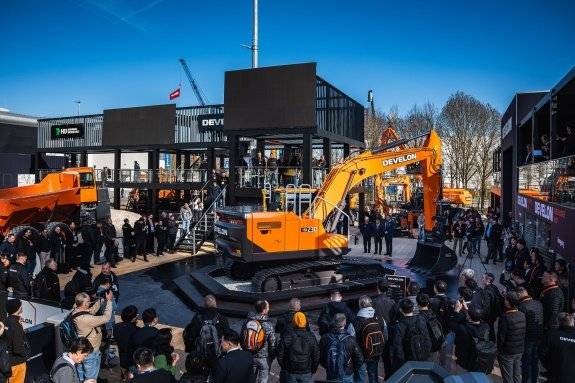 독일 뮌혠에서 열린 세계 최대 건설기계 박람회 'BAUMA 2025'에 참가한 HD현대인프라코어 부스 전경. HD현대인프라코어 제공