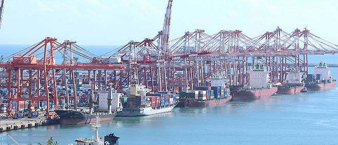 하역 작업이 이뤄지고 있는 부산항 신선대부두. (사진= 연합뉴스)